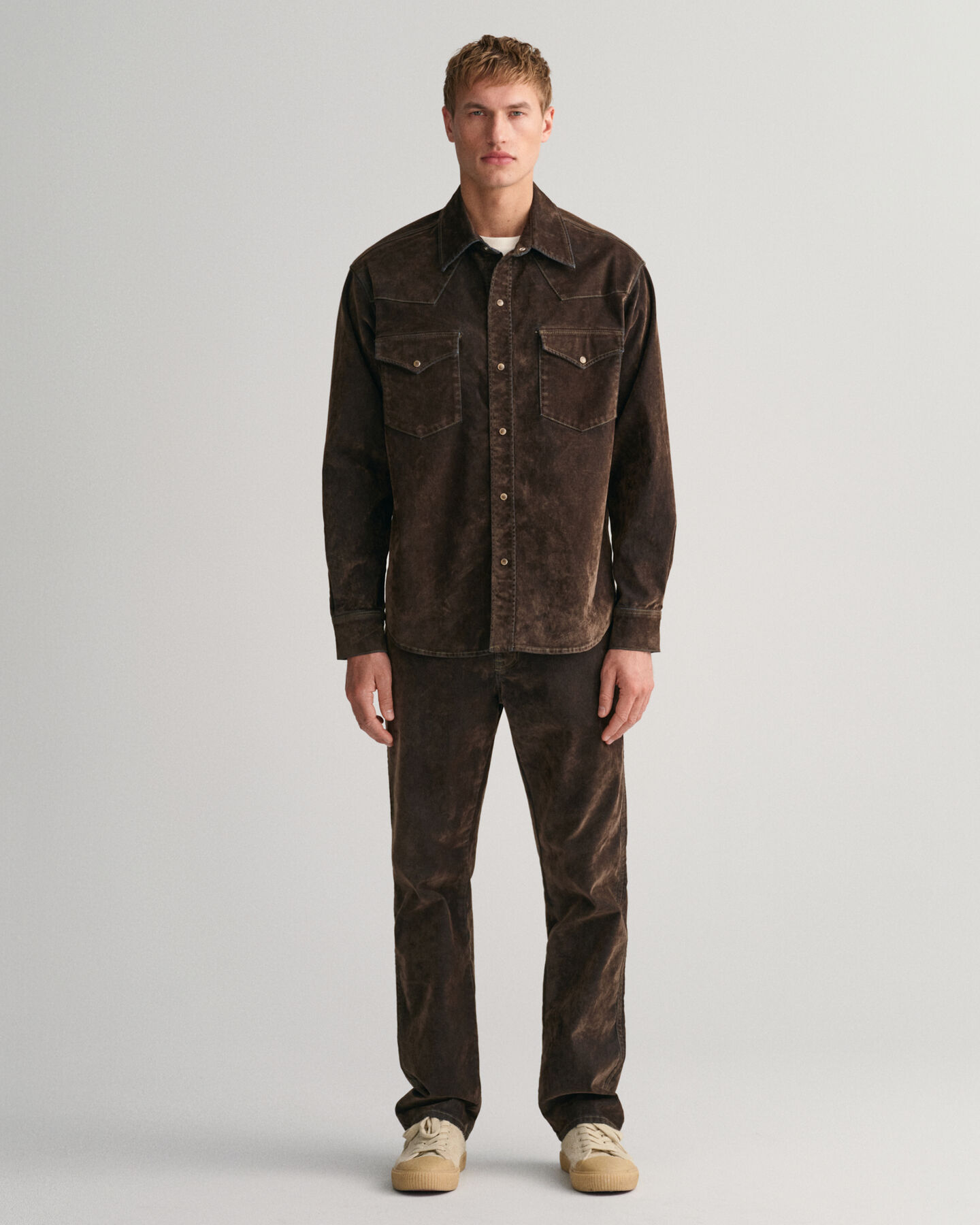 Relaxed fit jeans i flockad velour