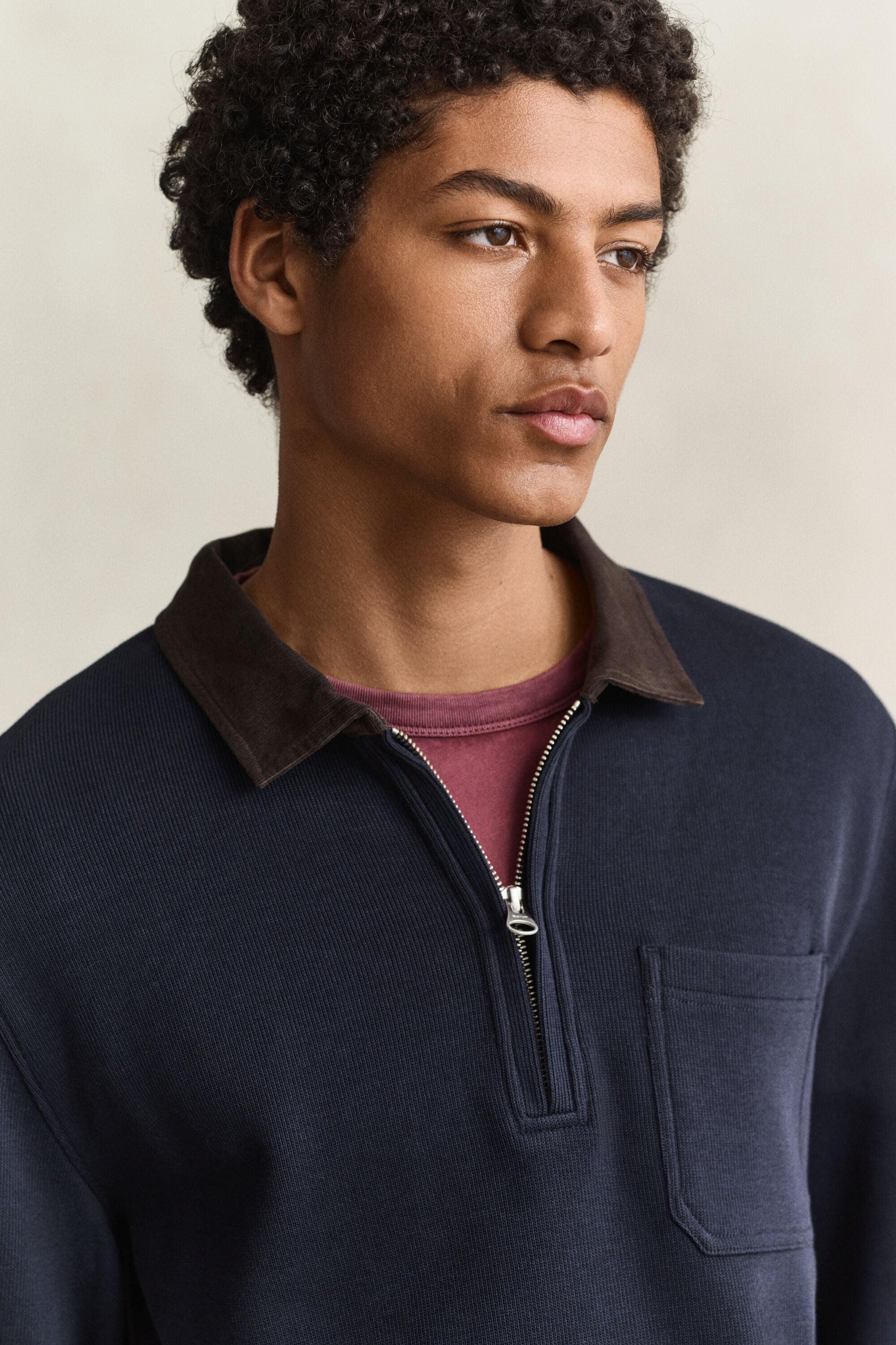 Rugger med half-zip