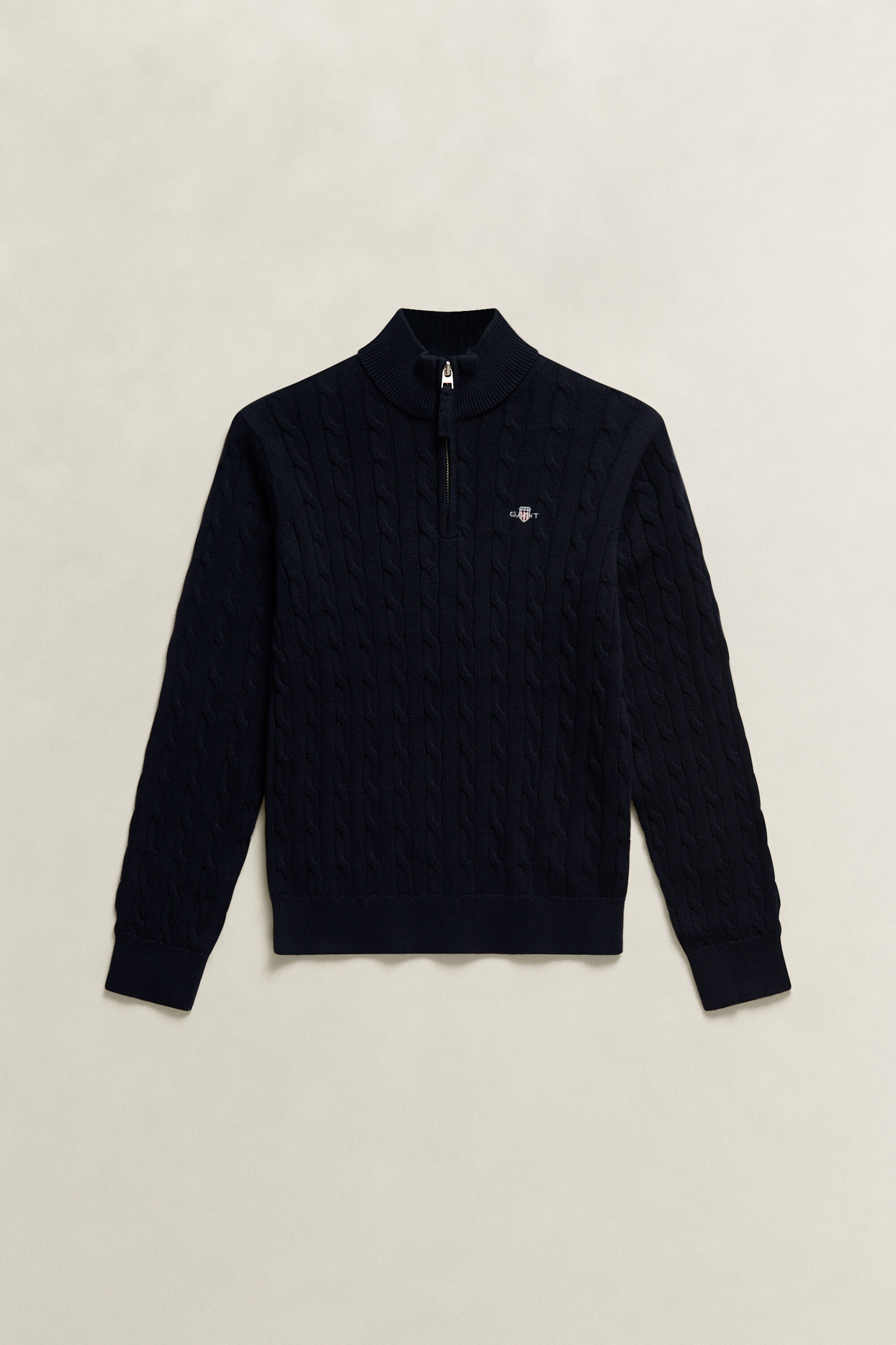 Teen Boys kabelstickad tröja med half-zip och sköldemblem