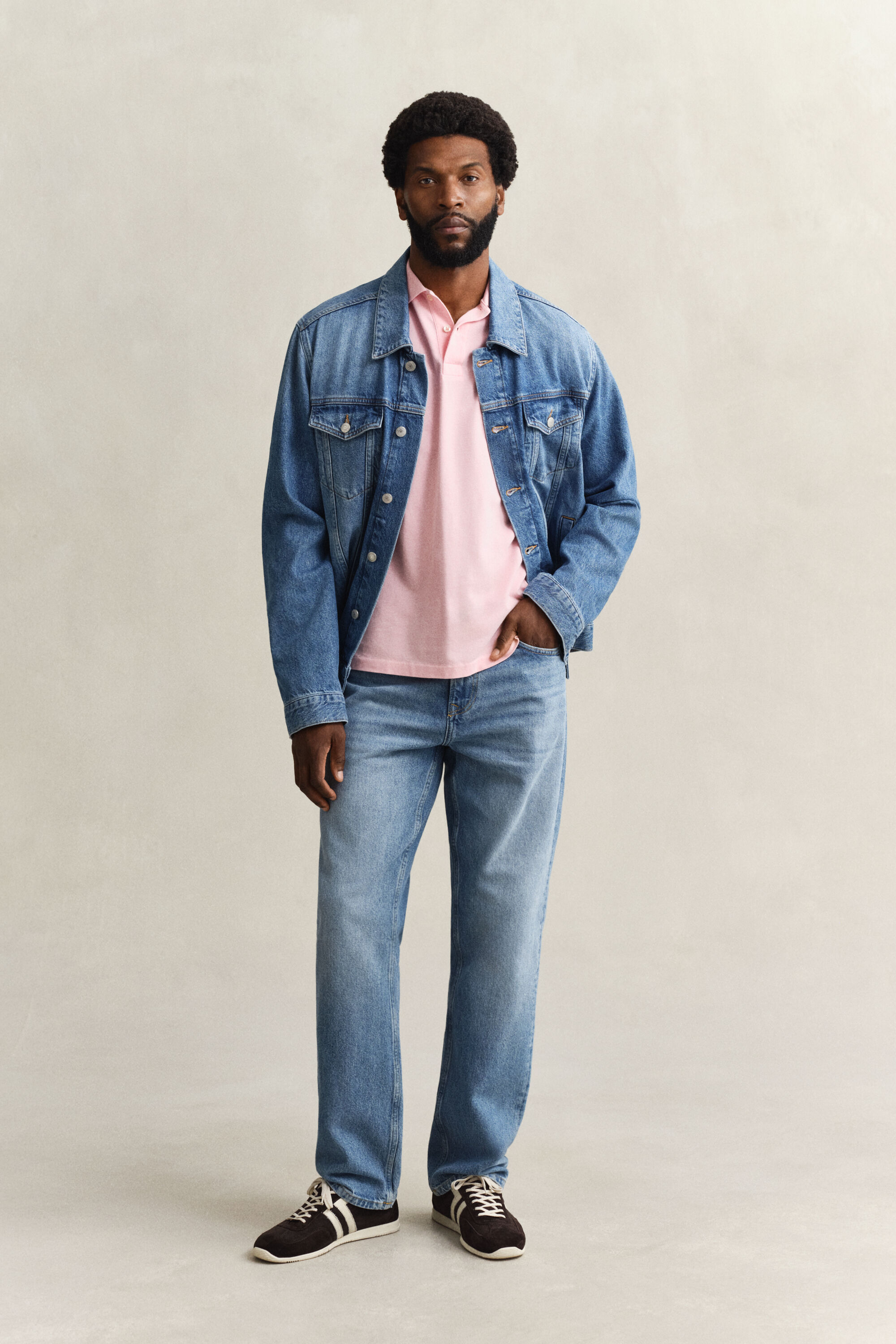 Tvåfärgad pikétröja