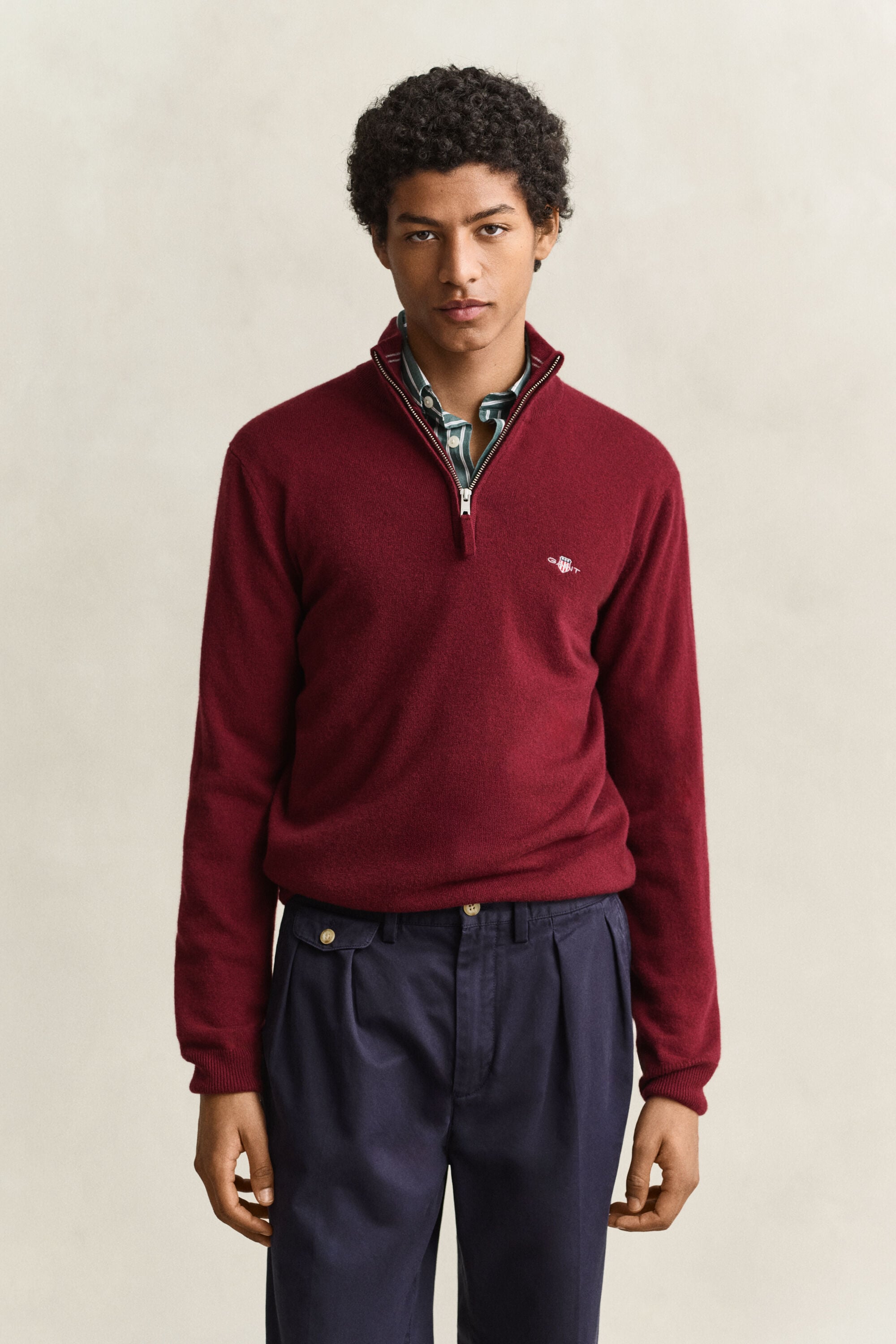 Tröja i lammull med half-zip