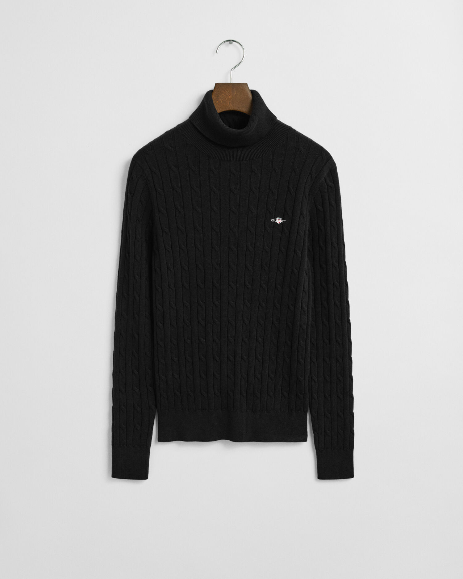 Kabelstickad polotröja i bomullsstretch