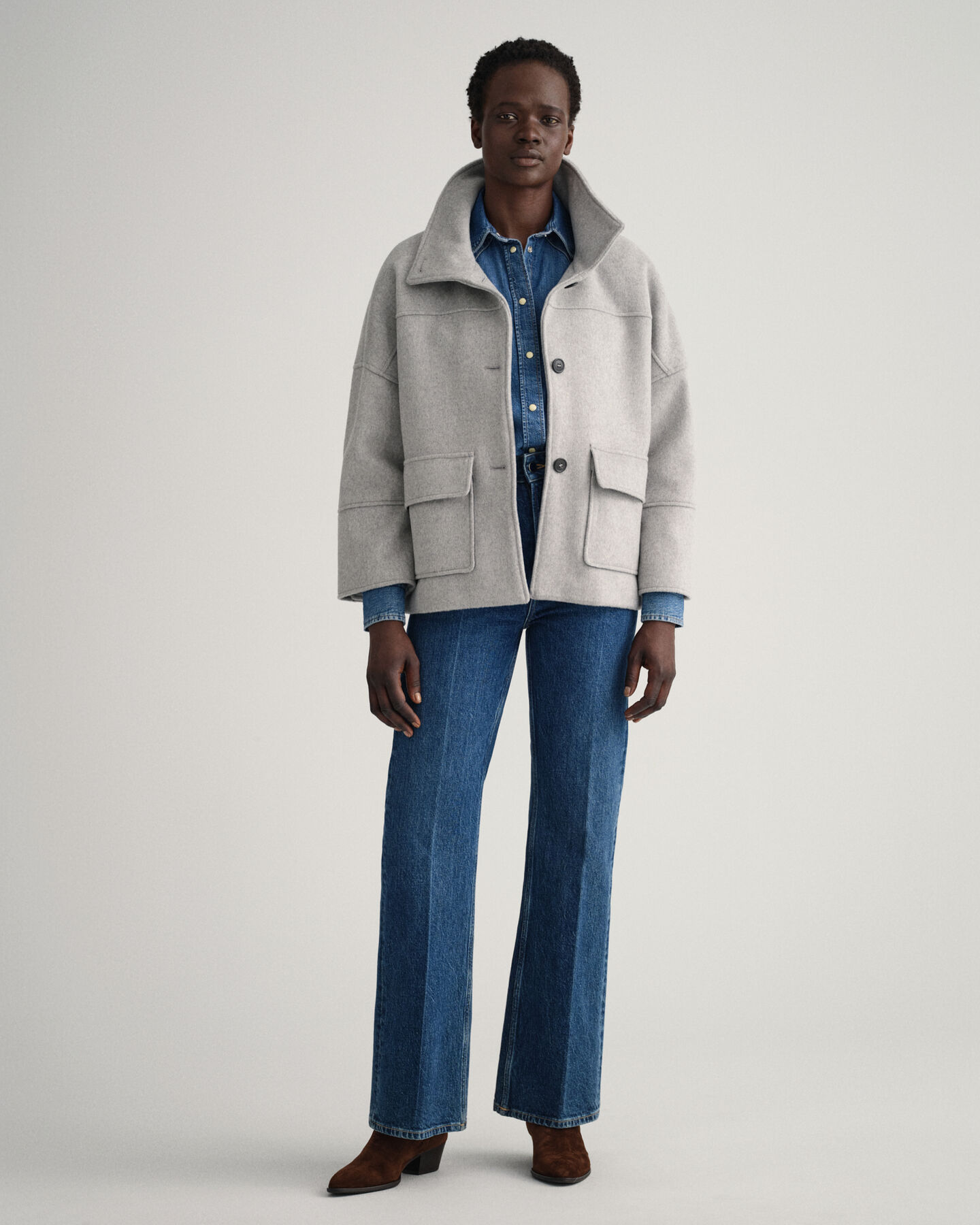 Cropped jacka i ullblandning