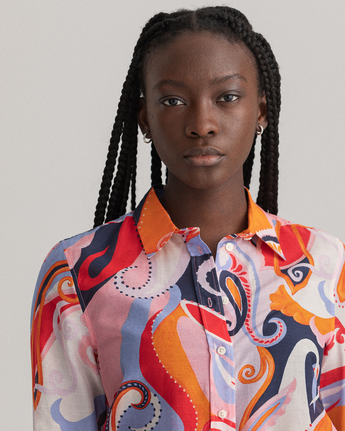 Regular fit paisleyskjorta i bomullssiden