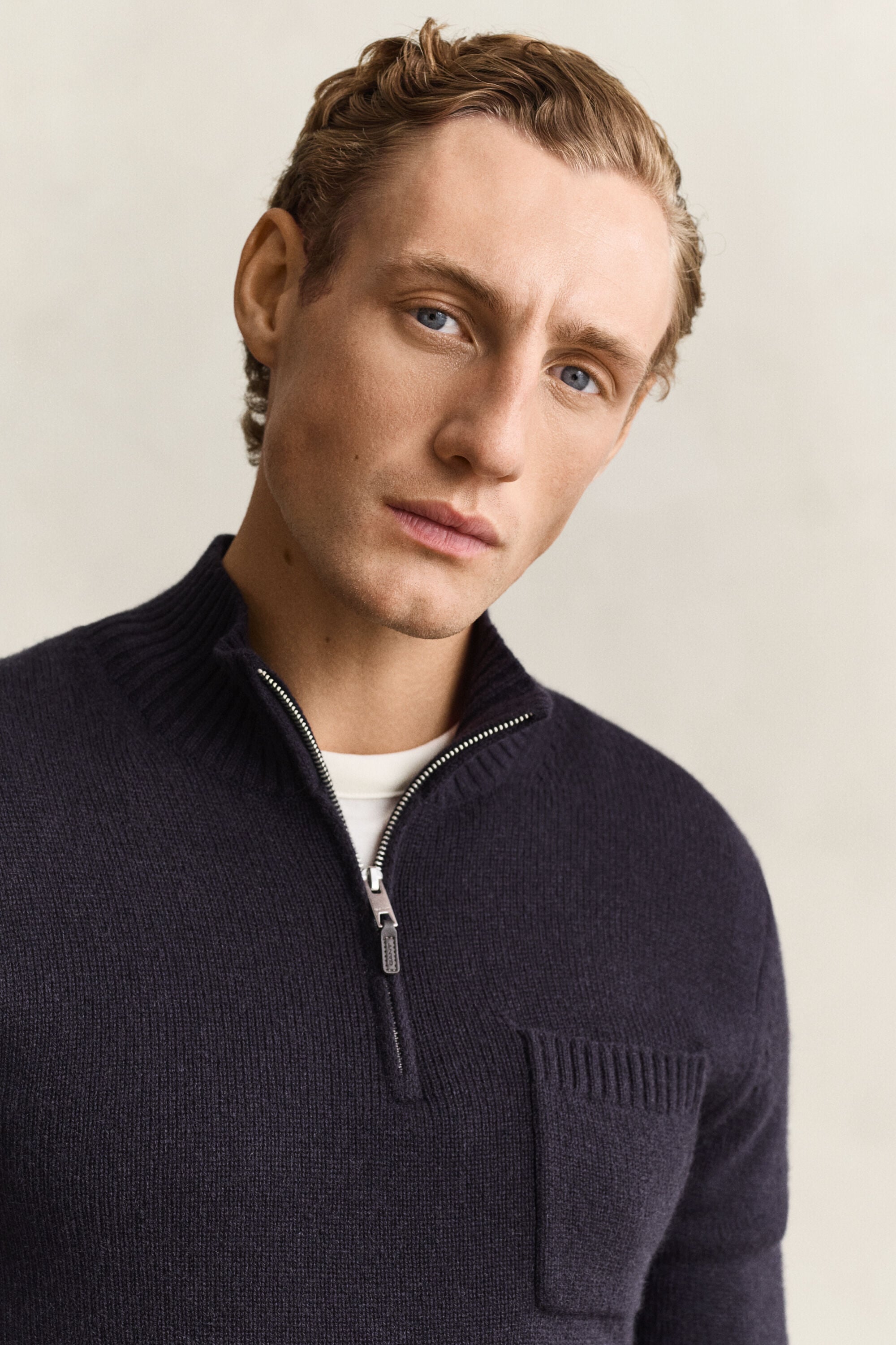 Kashmirtröja med half-zip
