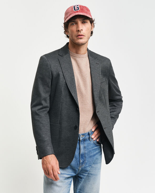 Kavaj i tv&aring;f&auml;rgad jerseytwill