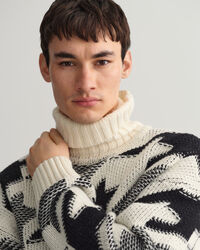 Hundtandsmönstrad tröja med polokrage