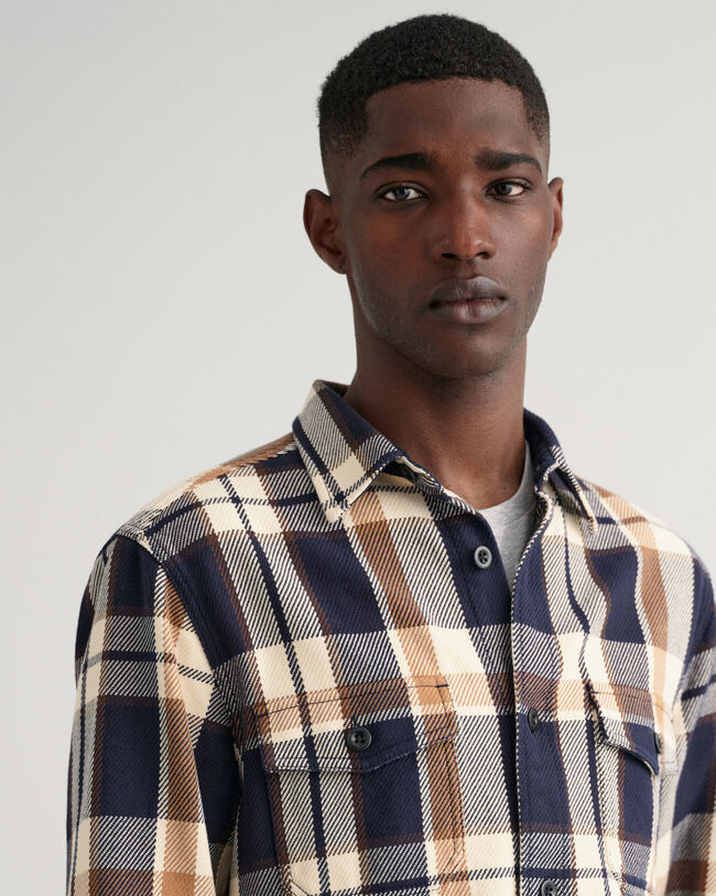 Rutig skjortjacka i tjock twill