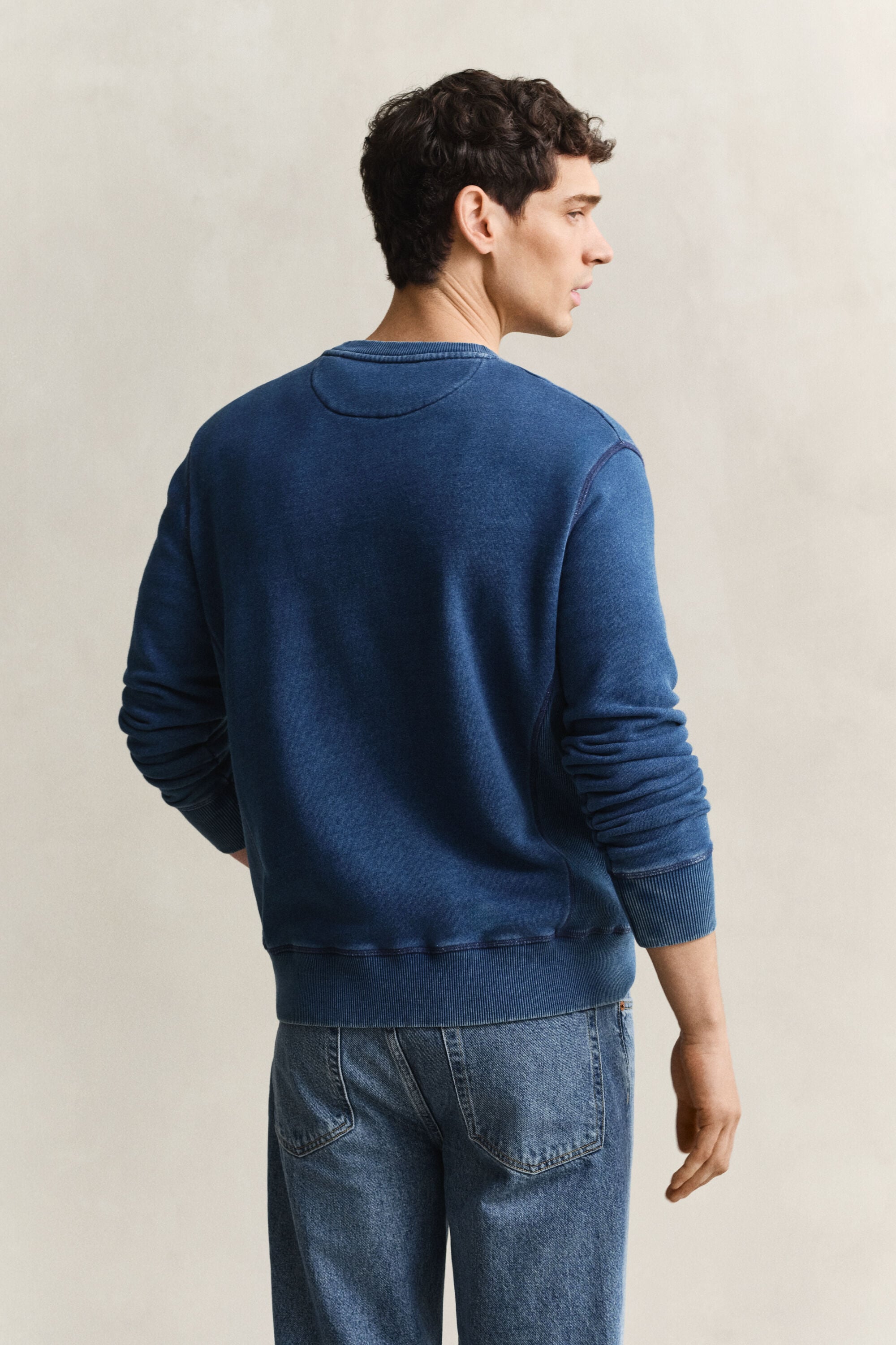 Indigofärgad rundhalsad sweatshirt