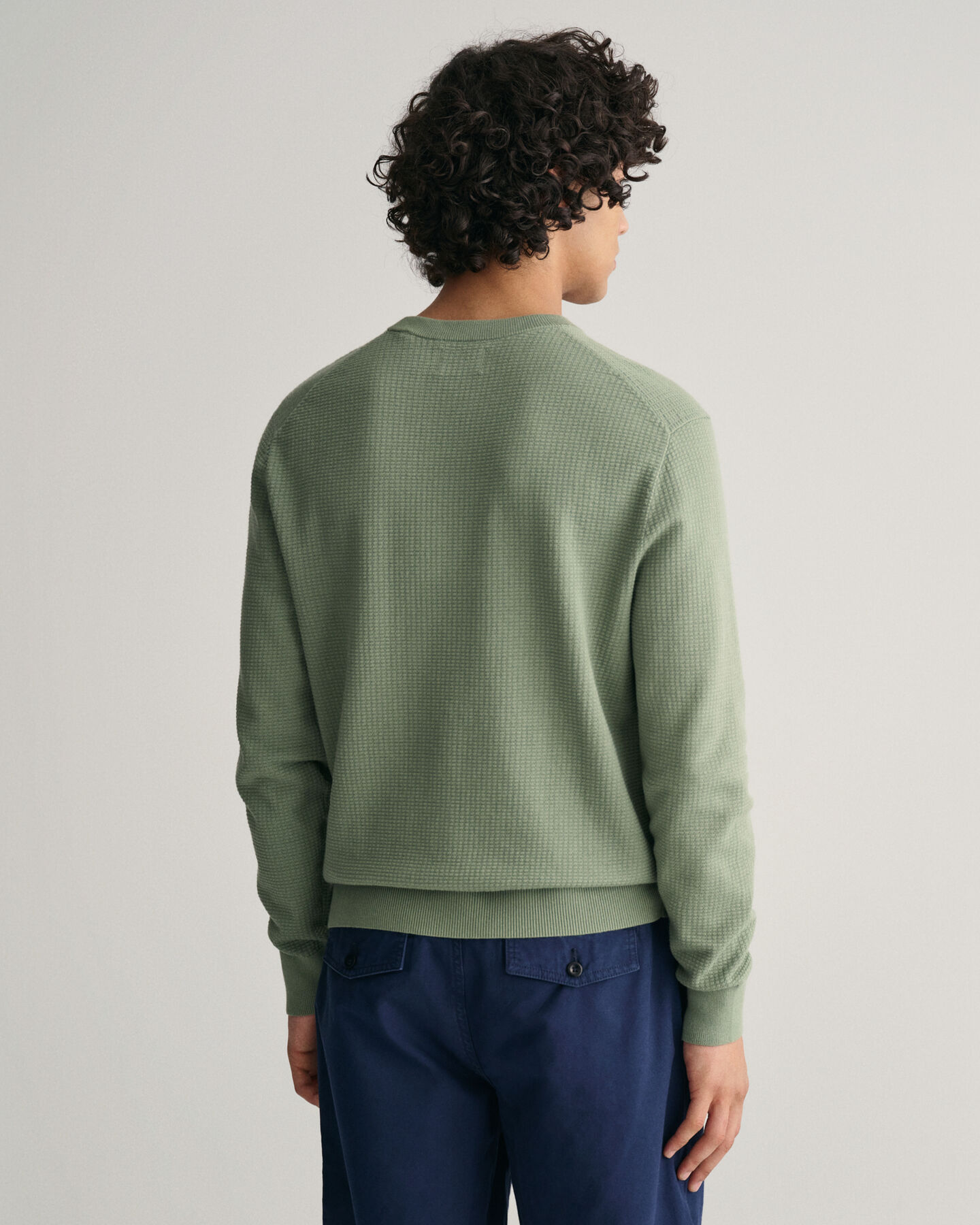 Textured Cotton Crew Neck Sweater