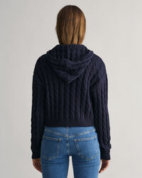 Teen Girls Shield cropped kabelstickad hoodie med dragkedja