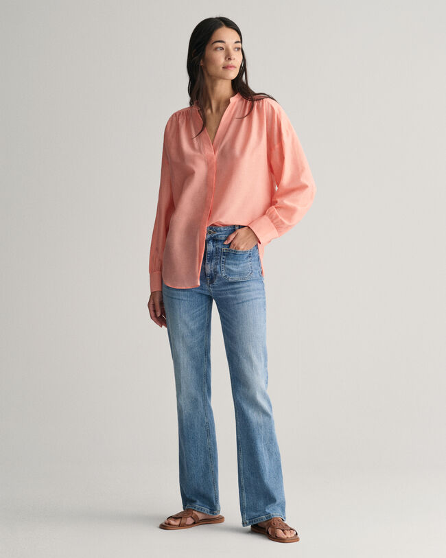 Blus i bomull och silke