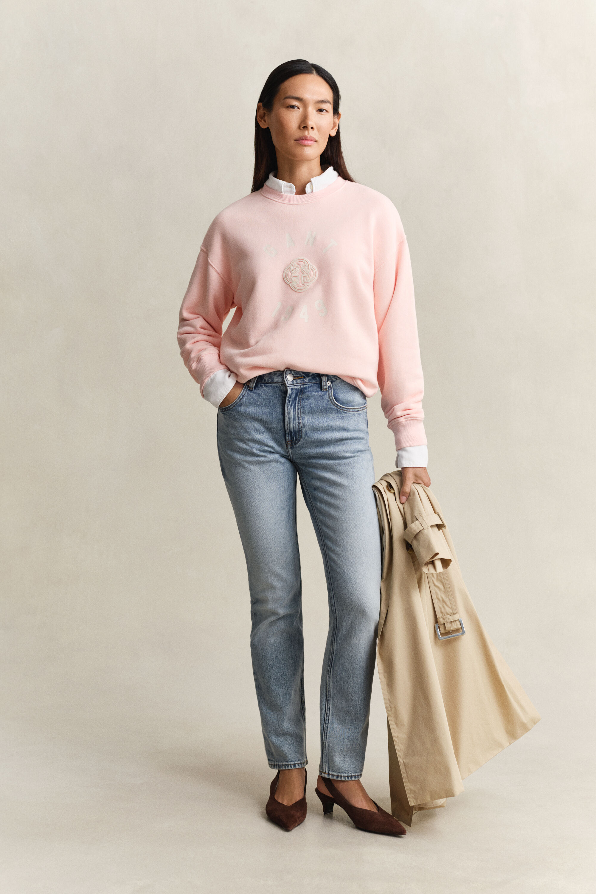 Rundhalsad sweatshirt med tryck