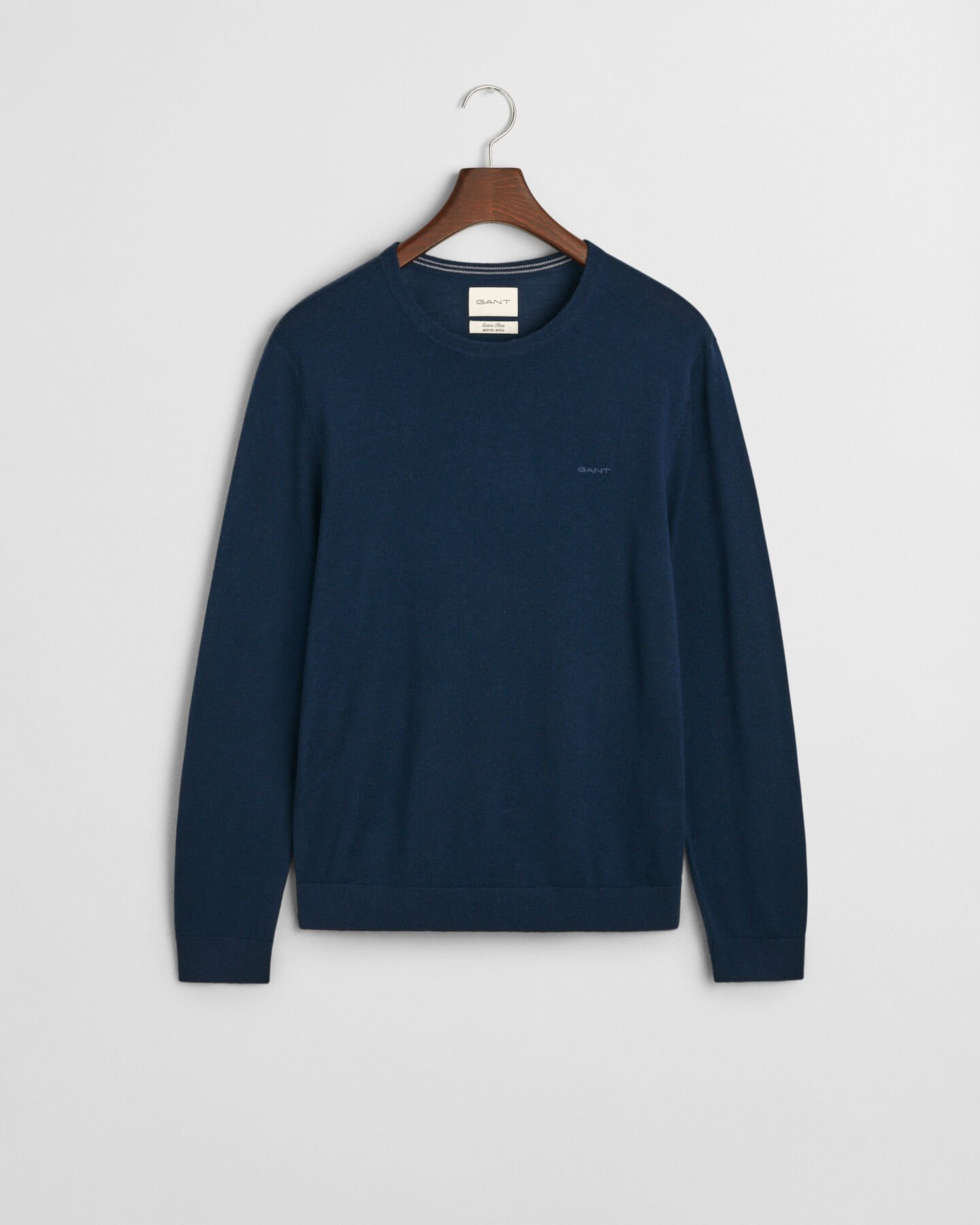 Rundhalsad tröja i extra fin merinoull