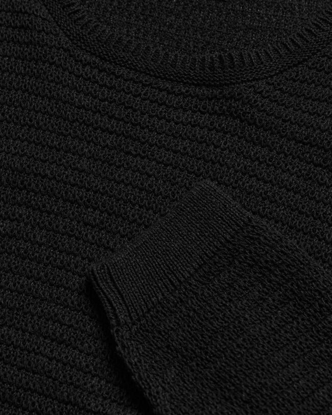 Crew neck tr&ouml;ja i bomull och linne med struktur