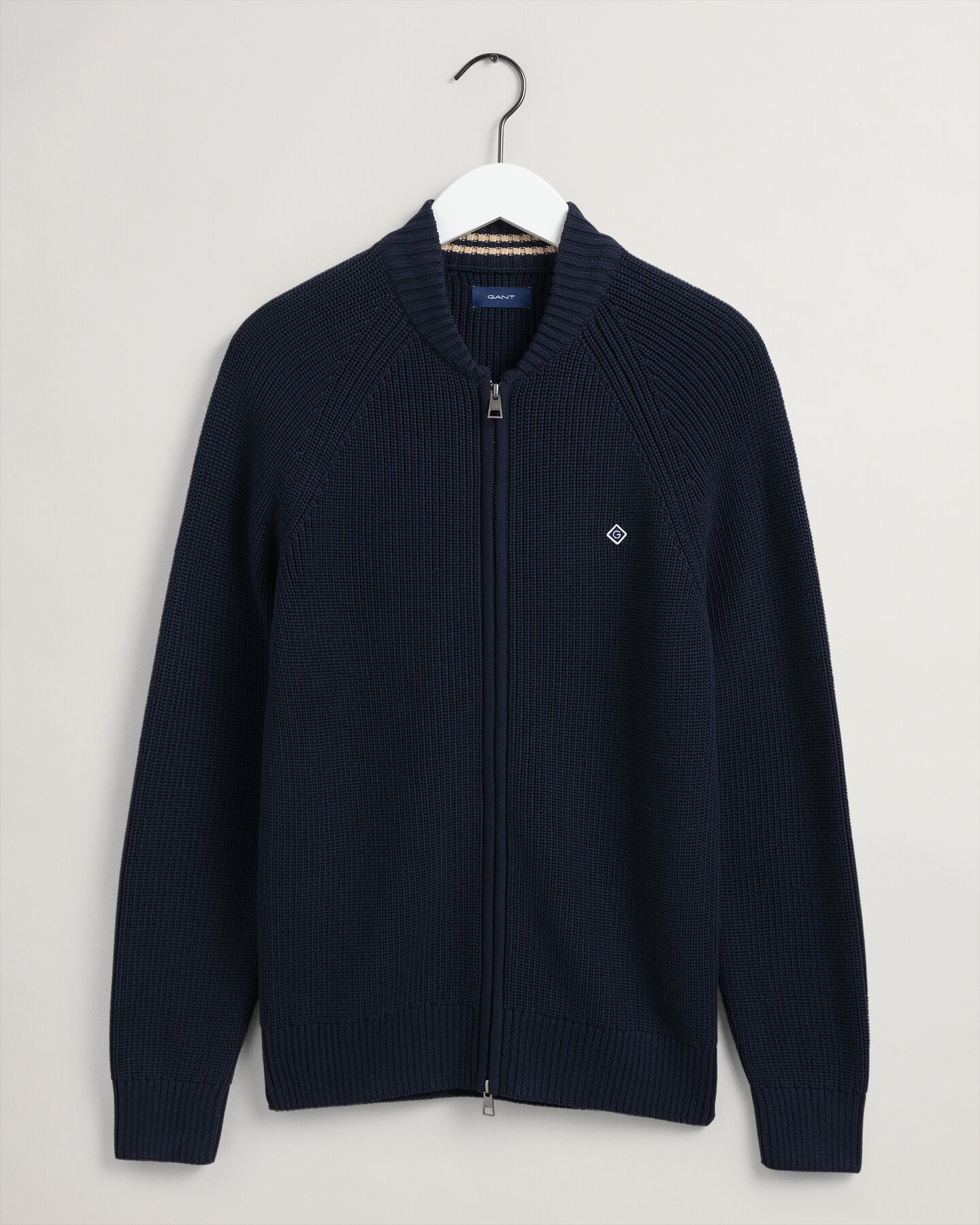 Cotton Rib Full-Zip Sweater
