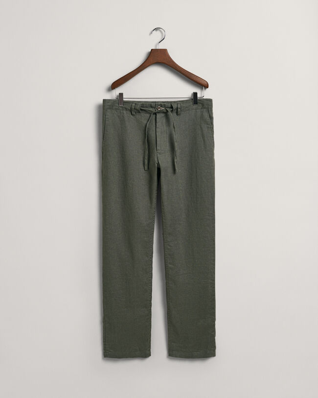 Relaxed fit linnebyxor med dragsko