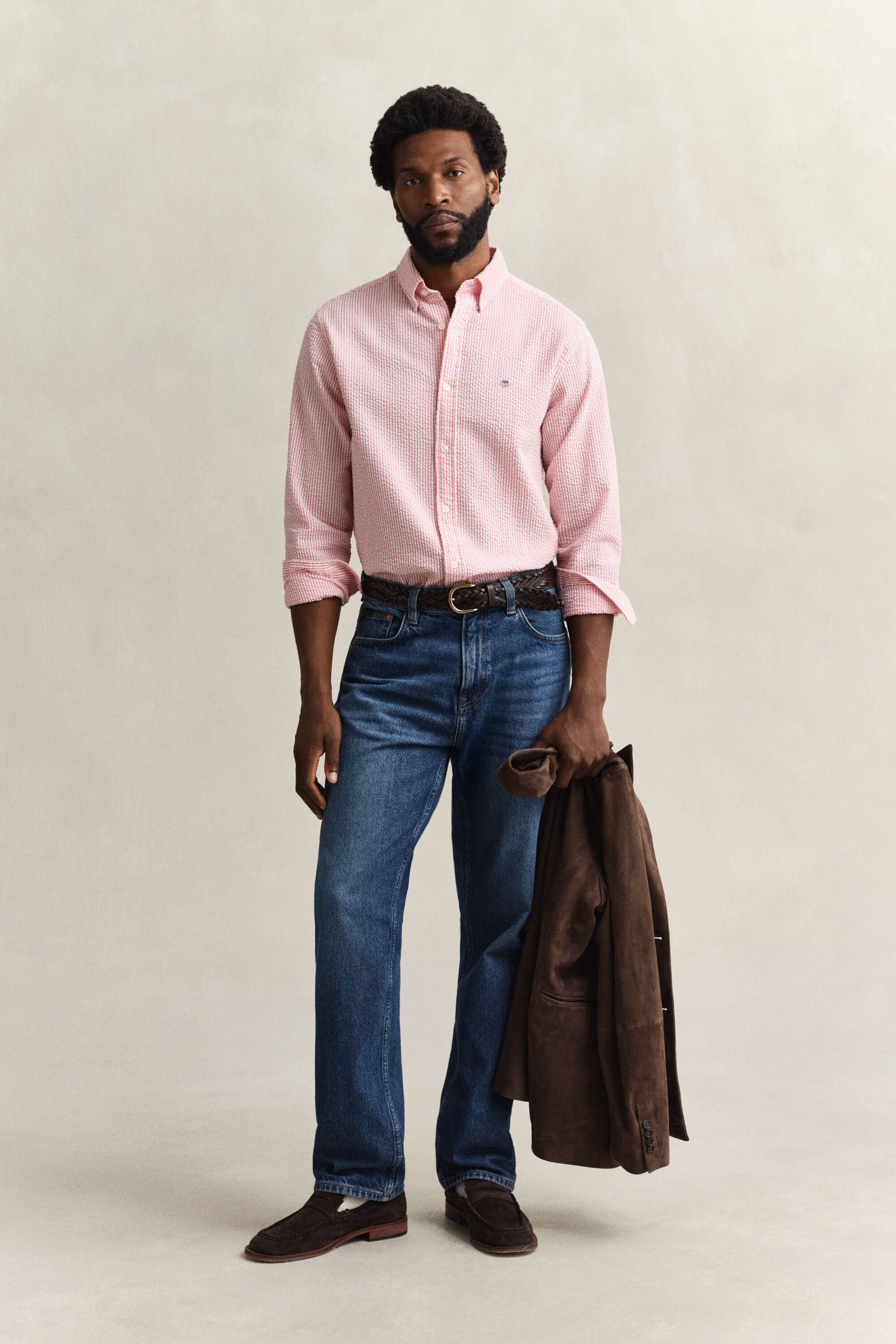 Regular fit randig skjorta i bäckebölja