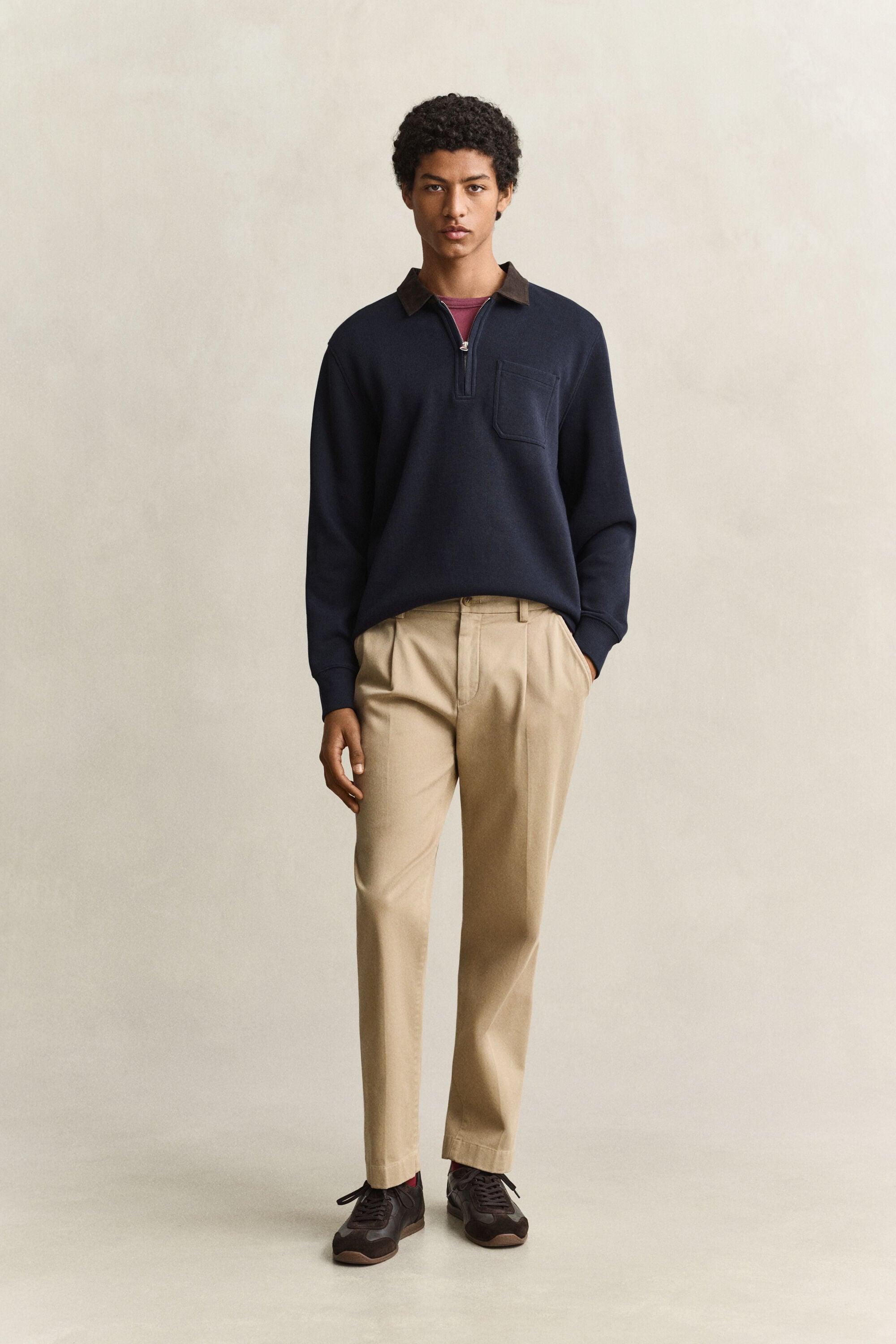 Rugger med half-zip
