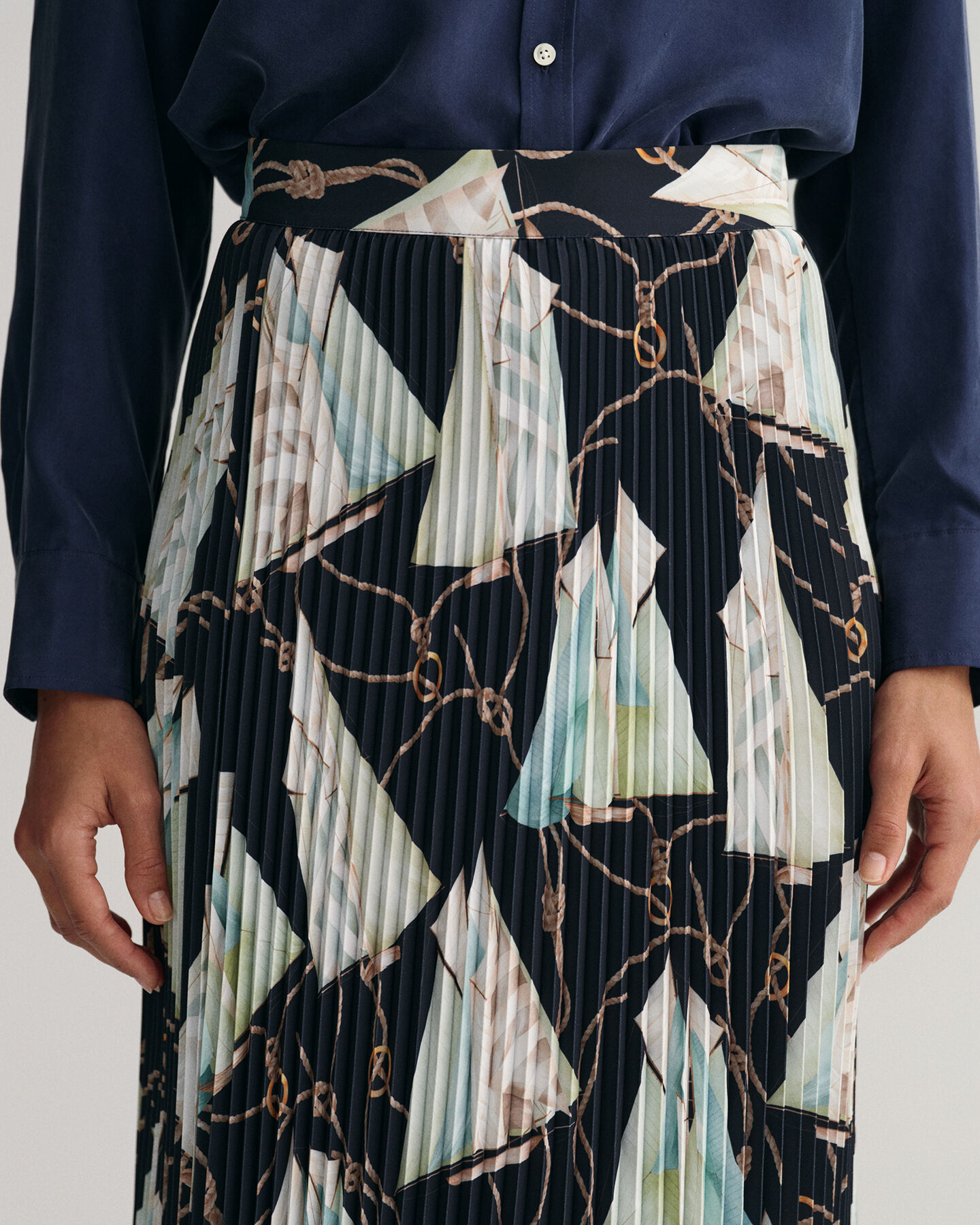 Sailing mönstrad plisserad kjol