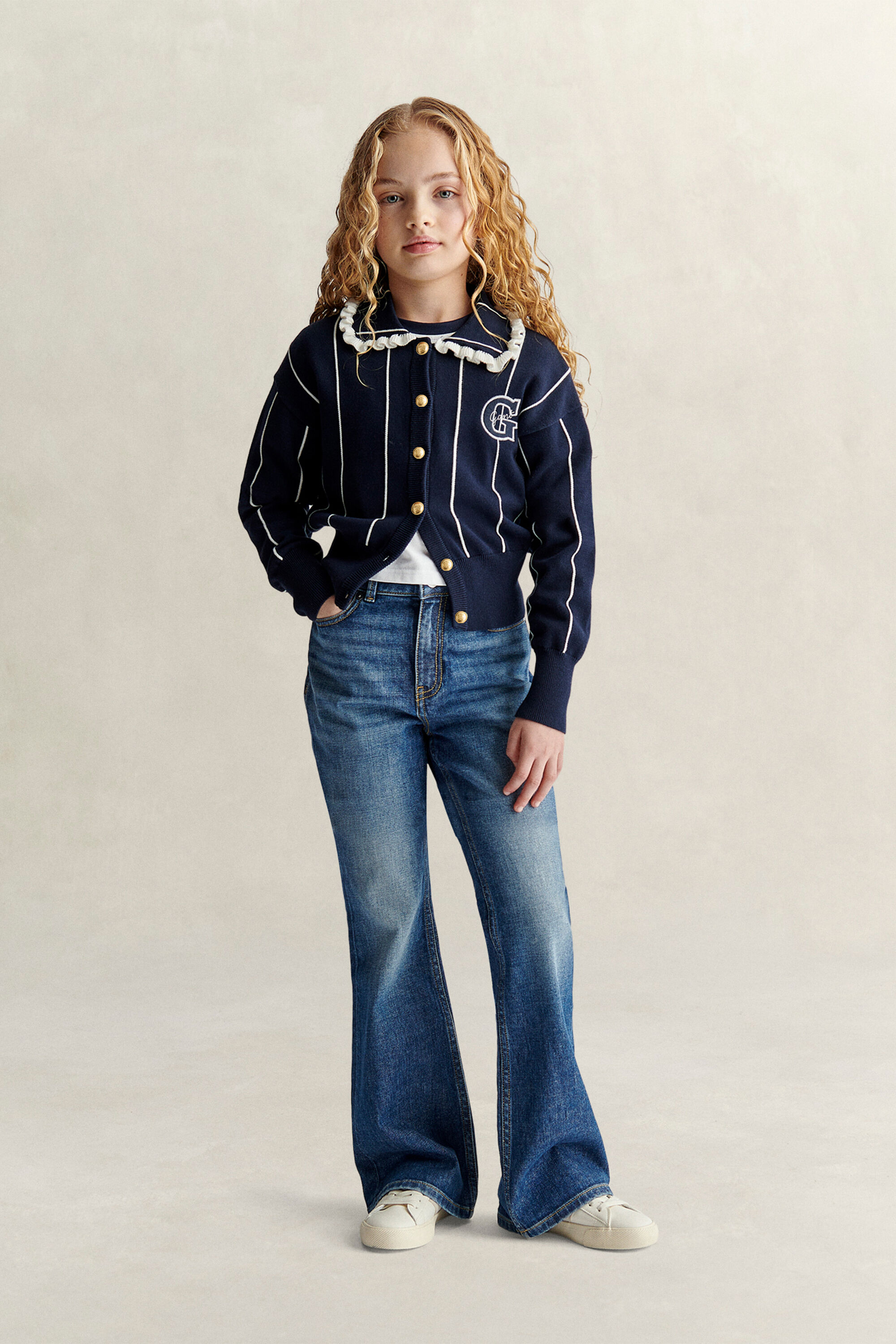 Teen Girls randig kofta