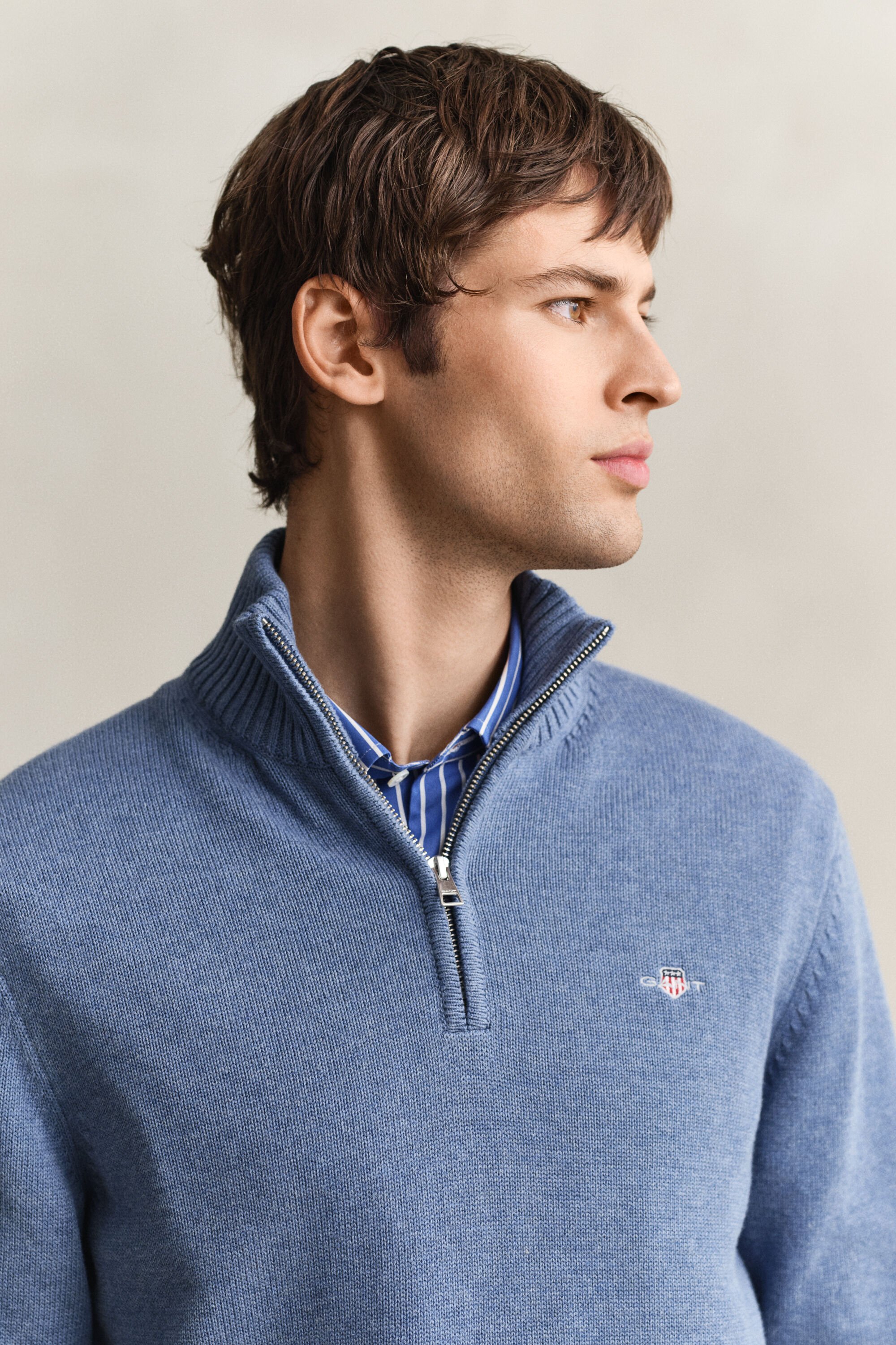 Casual Cotton tröja med dragkedja vid halsöppningen