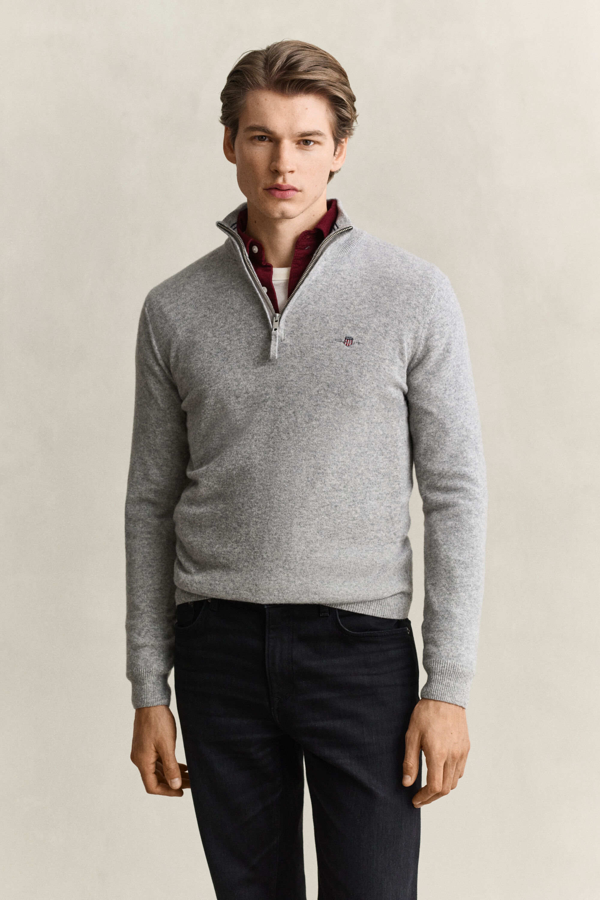 Tröja i lammull med half-zip