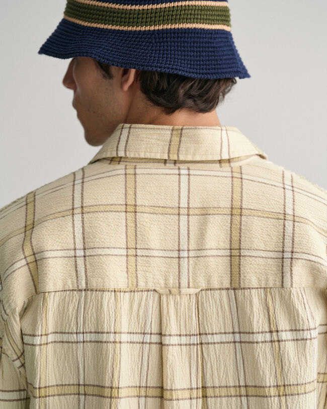 Oversized rutig skjorta med struktur