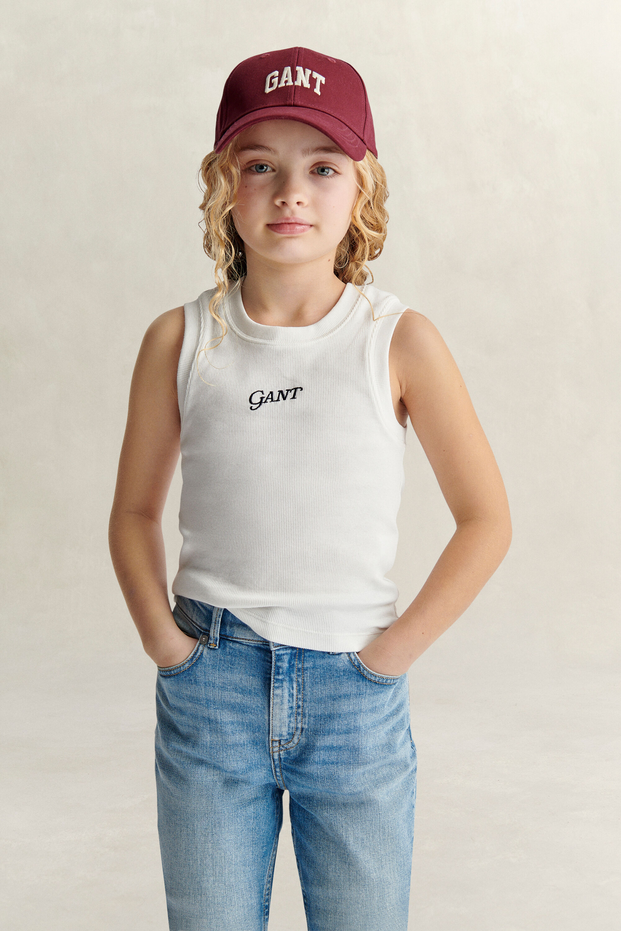 Teen Girls ribbstickad topp