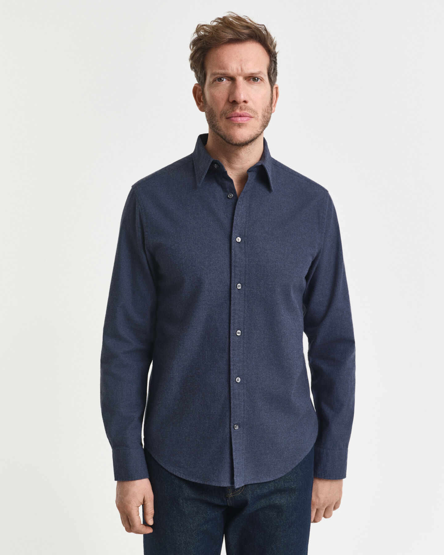 Regular fit melerad flanellskjorta