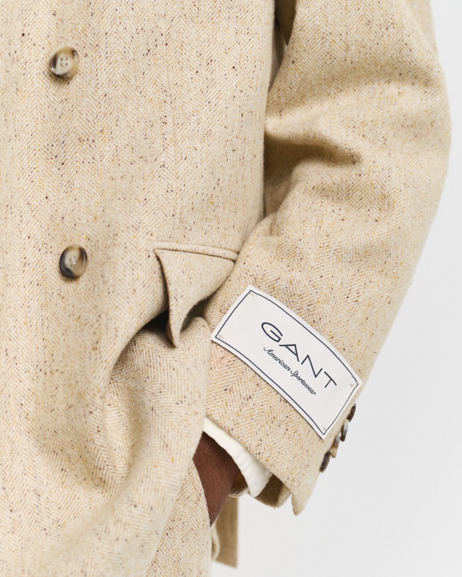 Relaxed fit kostymkavaj med fiskbensmönster