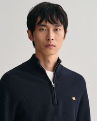 Half-zip bomullströja med struktur