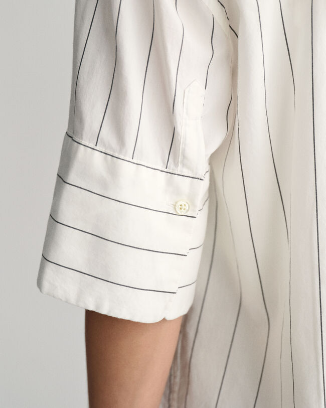 Relaxed fit Luxury kort&auml;rmad randig oxfordskjorta