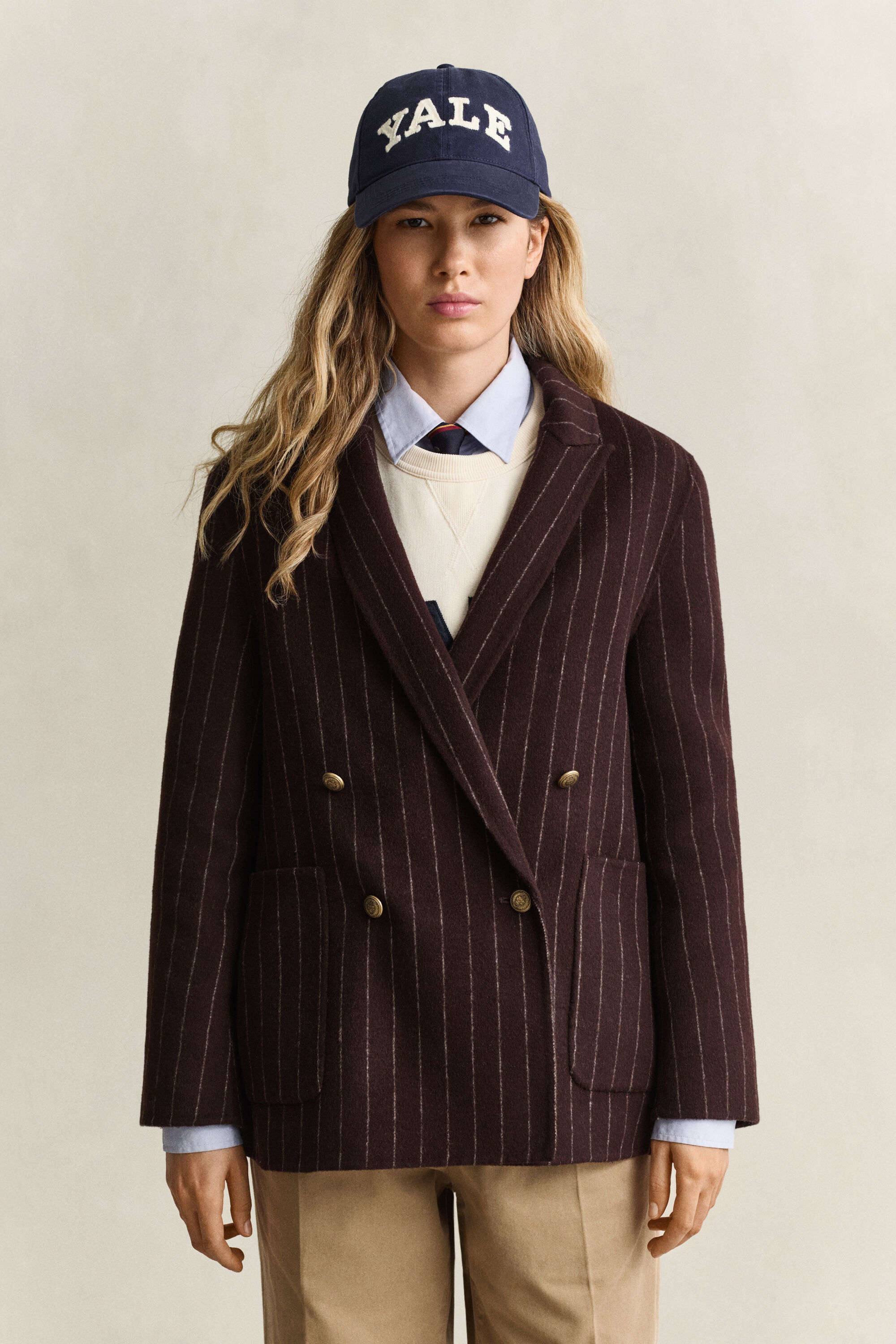 Gant x Yale handsydd kritstrecksrandig kavaj