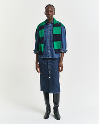 Midikjol i denim med knappar