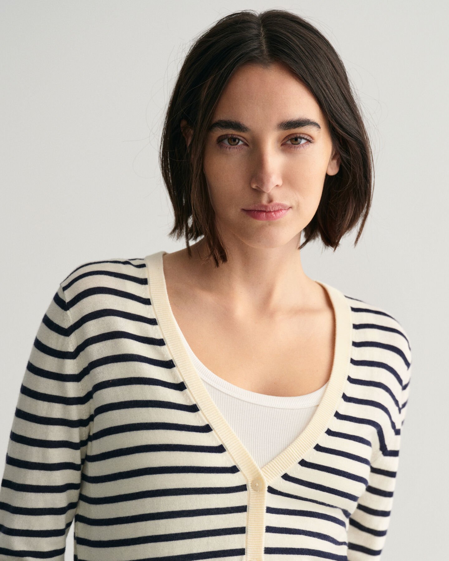 Fine Knit Striped Cardigan