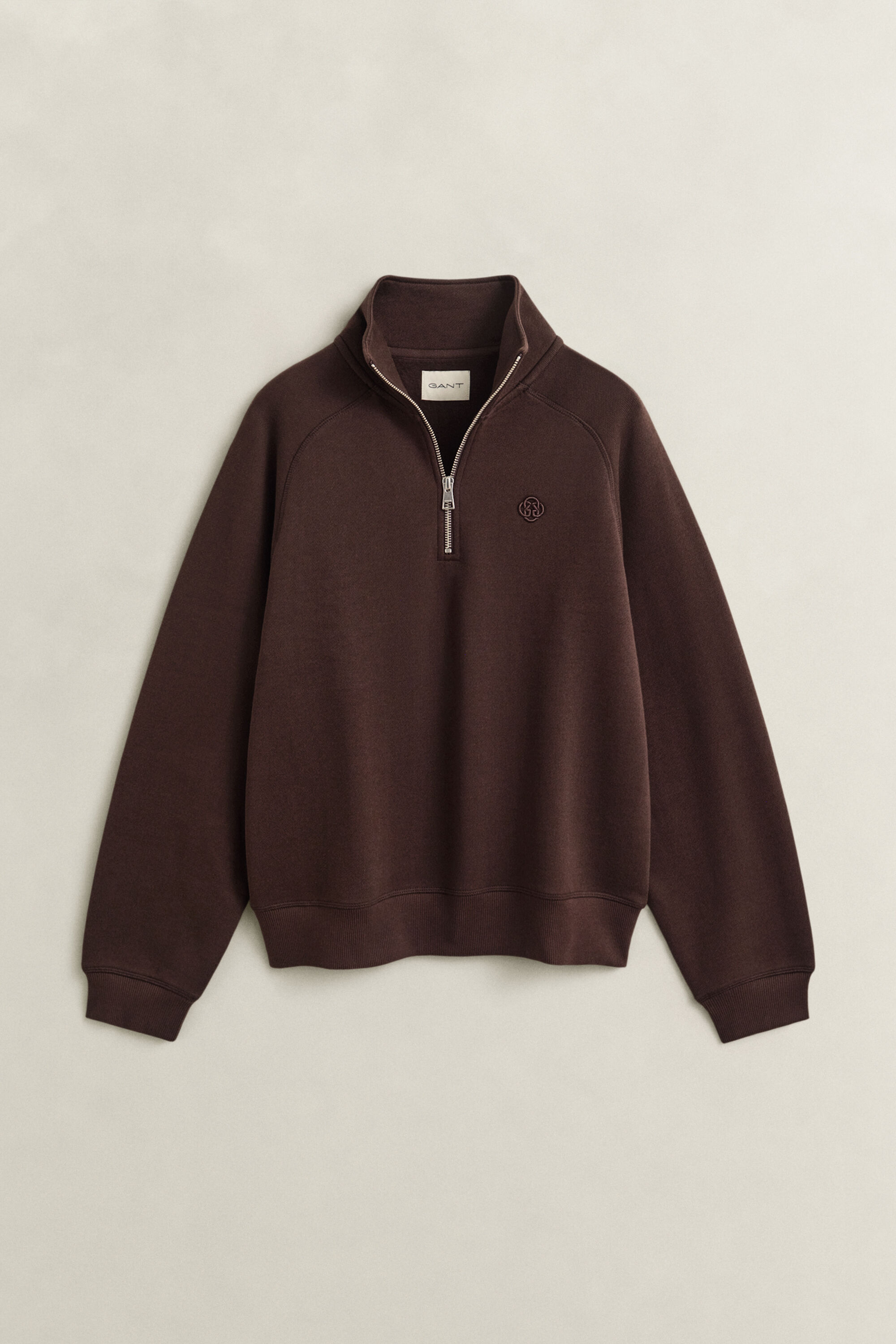 Broderad sweatshirt med half-zip