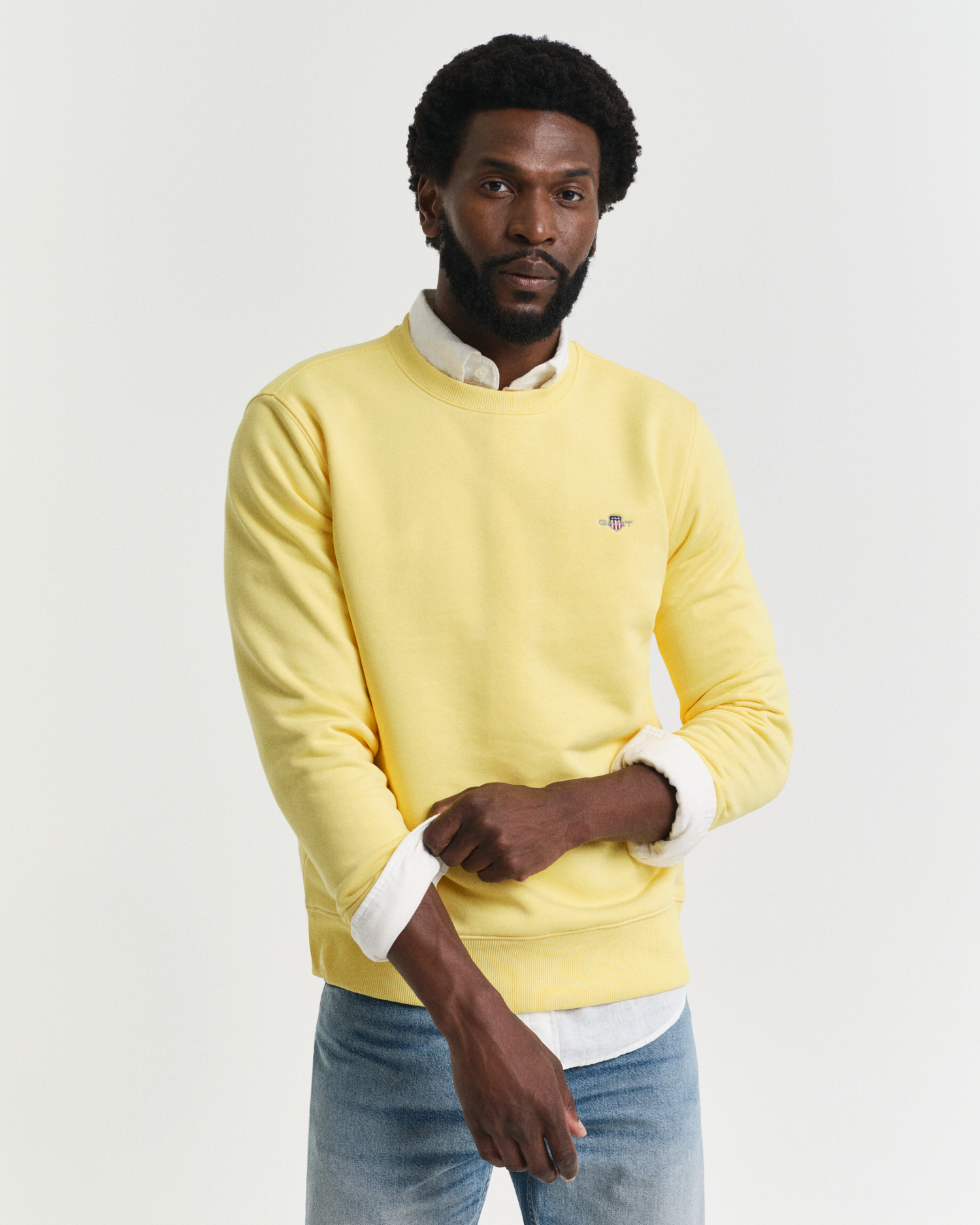 2230-93 Gant heren polo lange mouw grijs melange 100 procent katoen